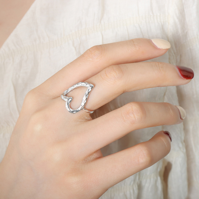 European Metal Fashion Trendy Non-Fading Irregular Heart-Shaped Ring Titanium Steel Jewelry - Image 5