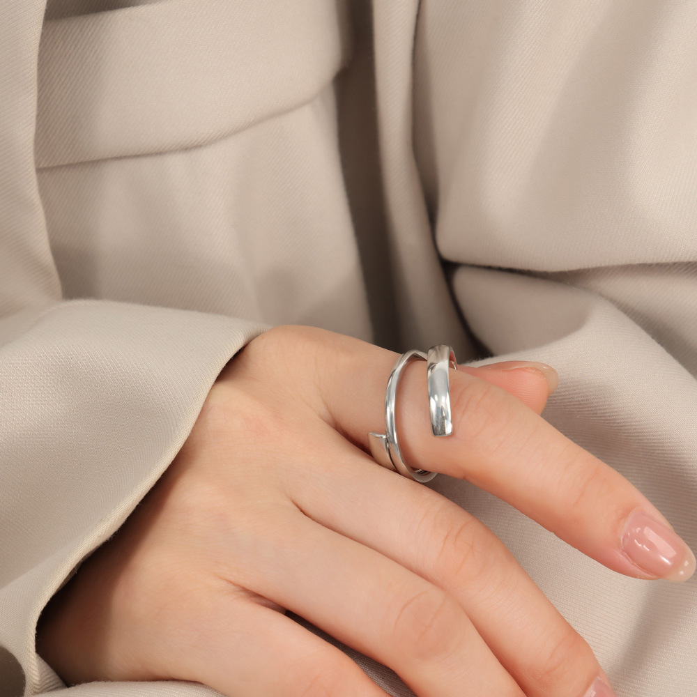 INS Style Minimalist Titanium Steel Gold Plated Irregular Fashion Ring Jewelry Wholesale - Image 5
