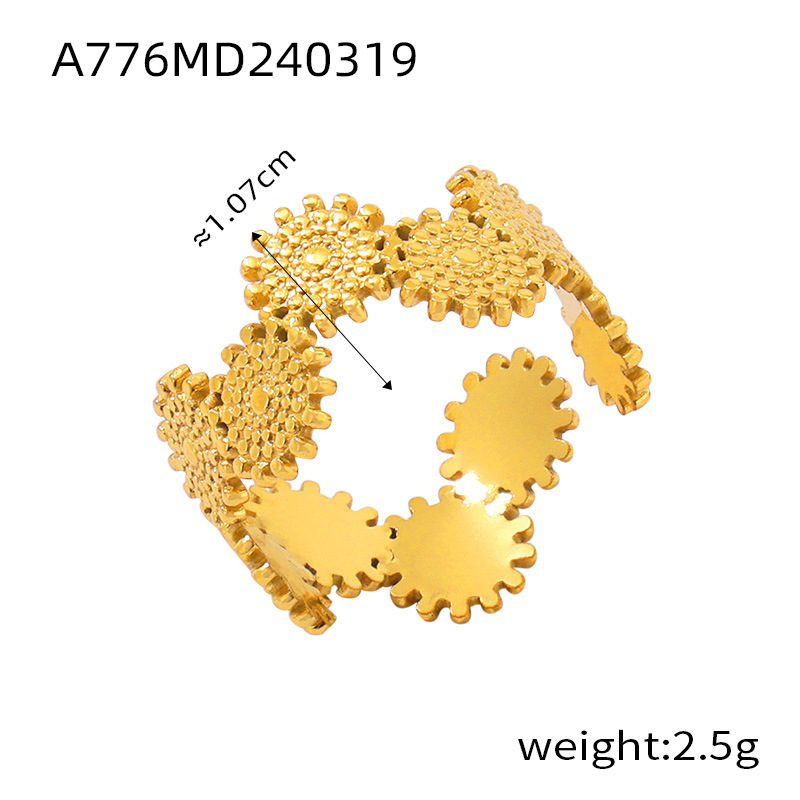 INS Style Minimalist Geometric Texture Stacked Ring Titanium Steel Multi-Layer Finger Ring for Women - Image 6