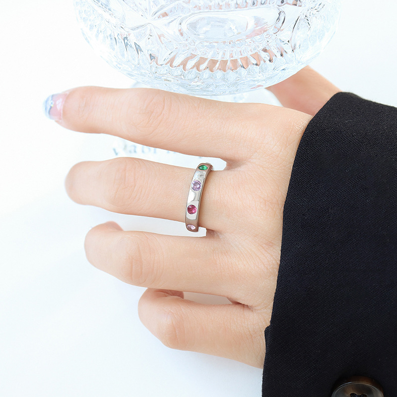 2025 New Trendy Non-Fading Korean Ins Style Multi-Color Zircon Open Finger Ring 18K PVD Gold Plated Jewelry - Image 5