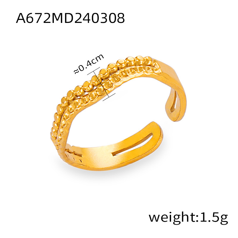 New Trendy Bold Minimalist Design Titanium Steel 18K PVD Gold Plated Open Ring Wholesale for Women - Image 6