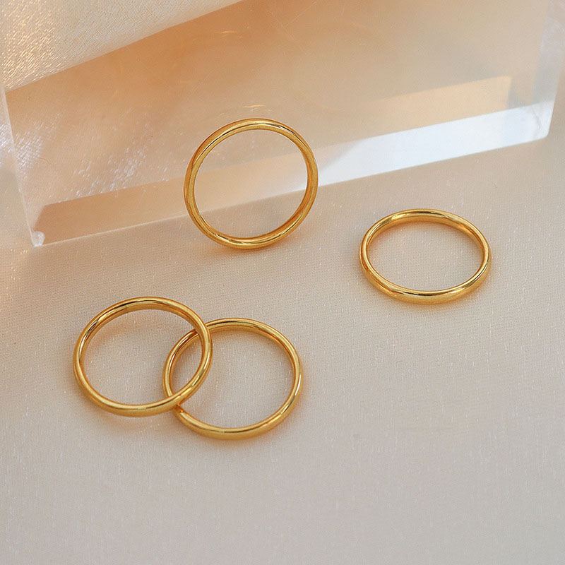 Titanium Steel Material Solid Circle Ring with 18K PVD Gold Plating Fade-Resistant Tail Ring Jewelry with One-Piece Wholesale - Image 2
