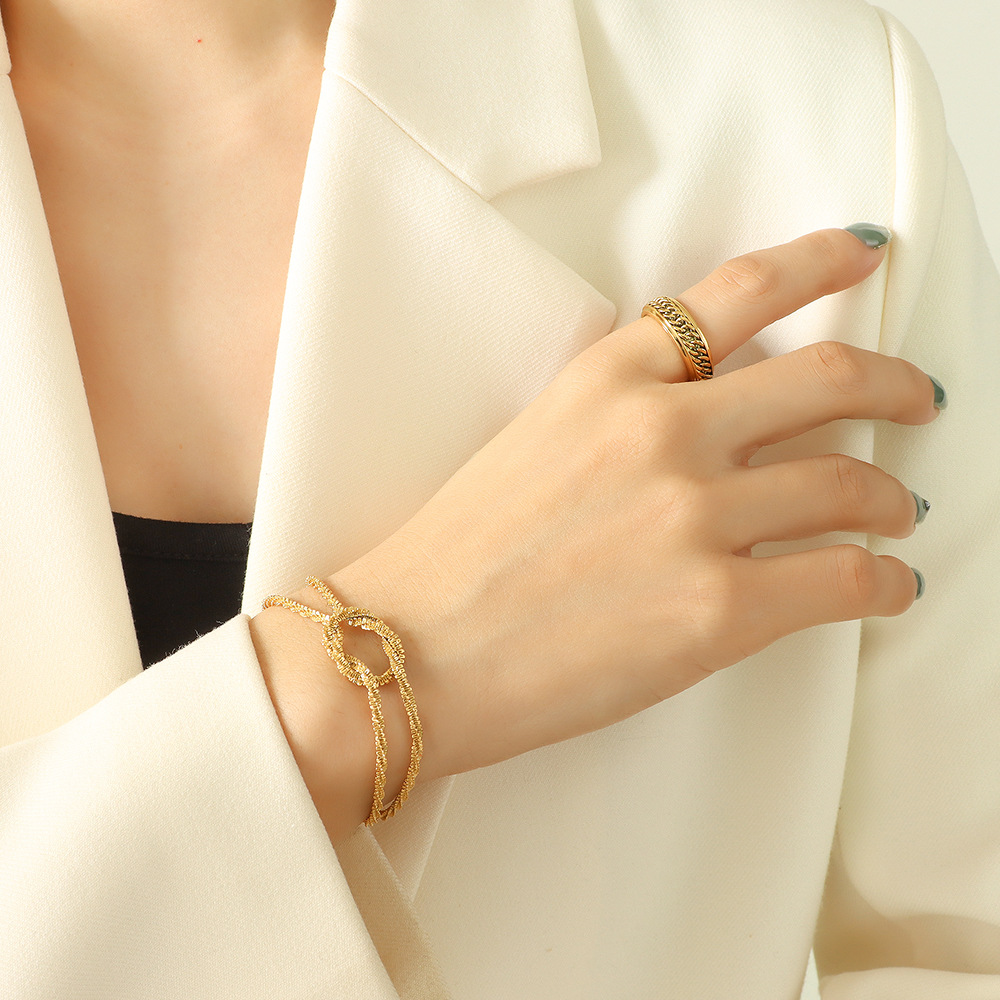 Cross Geometric Knot Bracelet 18K PVD Gold Plated Titanium Steel Minimalist Jewelry for Women - Image 5