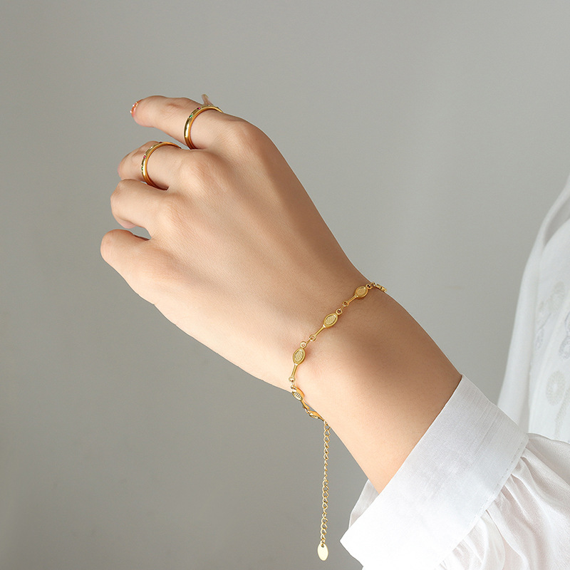 Fresh Campus Style Tennis Racket Pendant Bracelet 18K PVD Gold Plated Trendy Jewelry for Women - Image 4