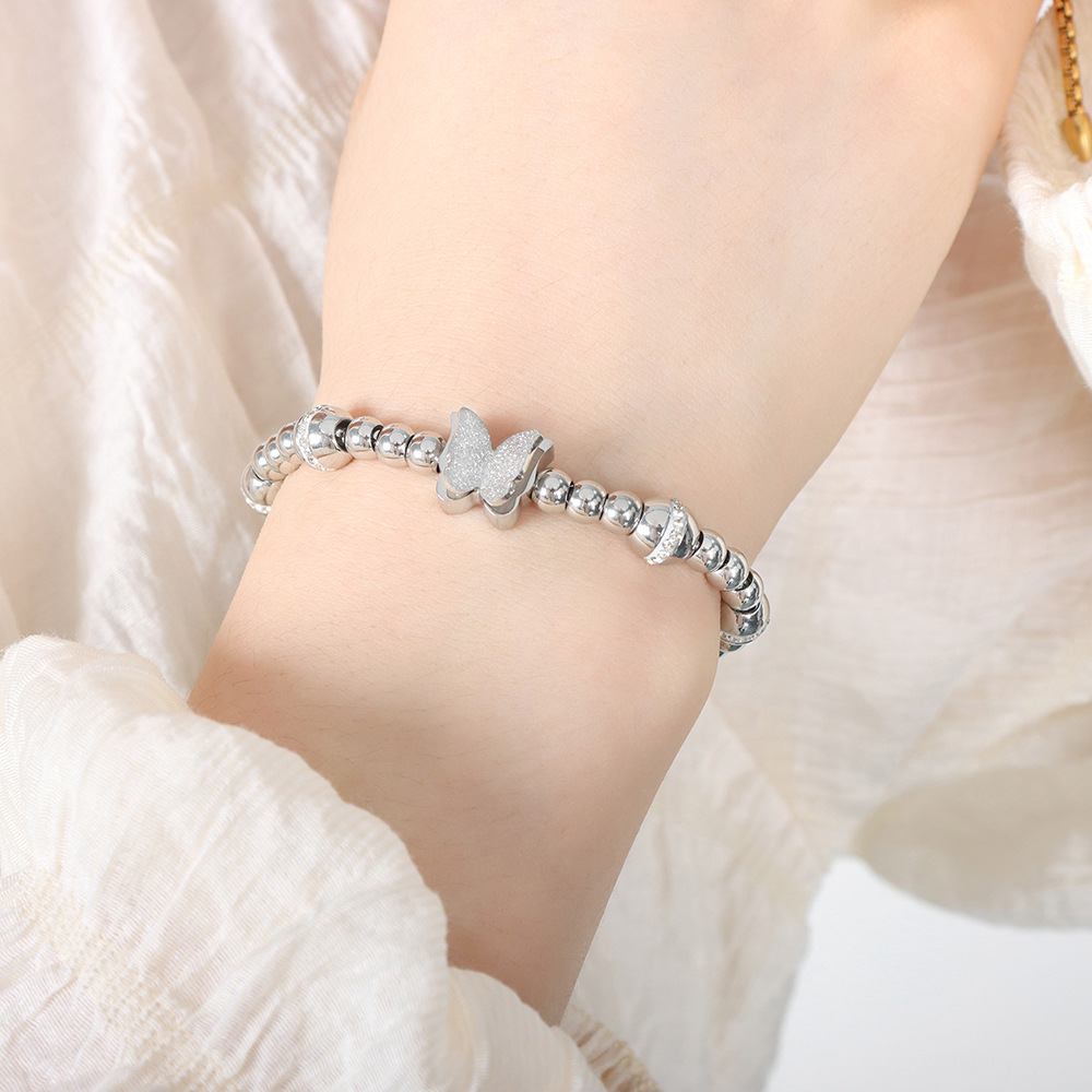 Trendy Zircon Inlaid Beaded Bracelet 18K PVD Gold Plated Titanium Steel Luxe Fashion Jewelry - Image 7