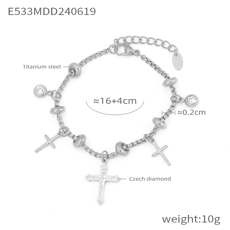 Retro Box Chain Bracelet with Multi-Pendant Design 18K PVD Gold Plated Titanium Steel Jewelry - Image 10
