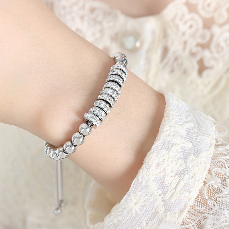 Bold Design Luxe Bracelet with Water Zircon Beads 18K PVD Gold Plated Titanium Steel Jewelry - Image 5