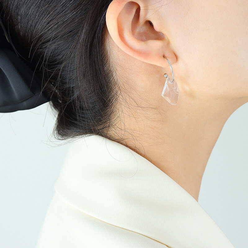 Trending Hook Earrings with Faceted Crystal 18K Gold Plated Stainless Steel INS Minimalist Style - Image 4