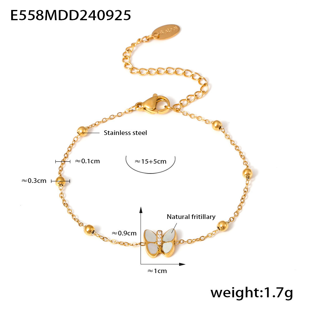 Luxe Butterfly Bead Bracelet Natural Mother of Pearl with 3A Zircon Titanium Steel Gold Plated 18K Non-Fading Jewelry - Image 6