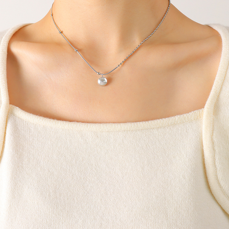 Korean Ins Style Lucky Gold Bean Necklace Trendy Snake Chain Round Bead Choker for Women - Image 5