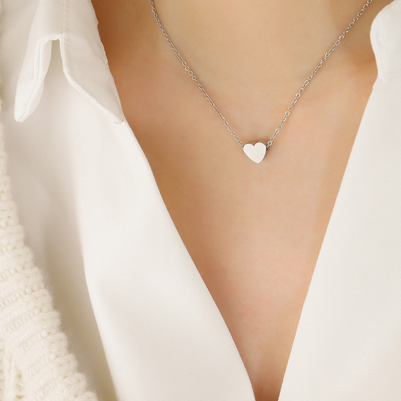 Korean Ins Style Choker Small Heart Pendant Necklace 18K PVD Gold Plated Choker for Women - Image 5