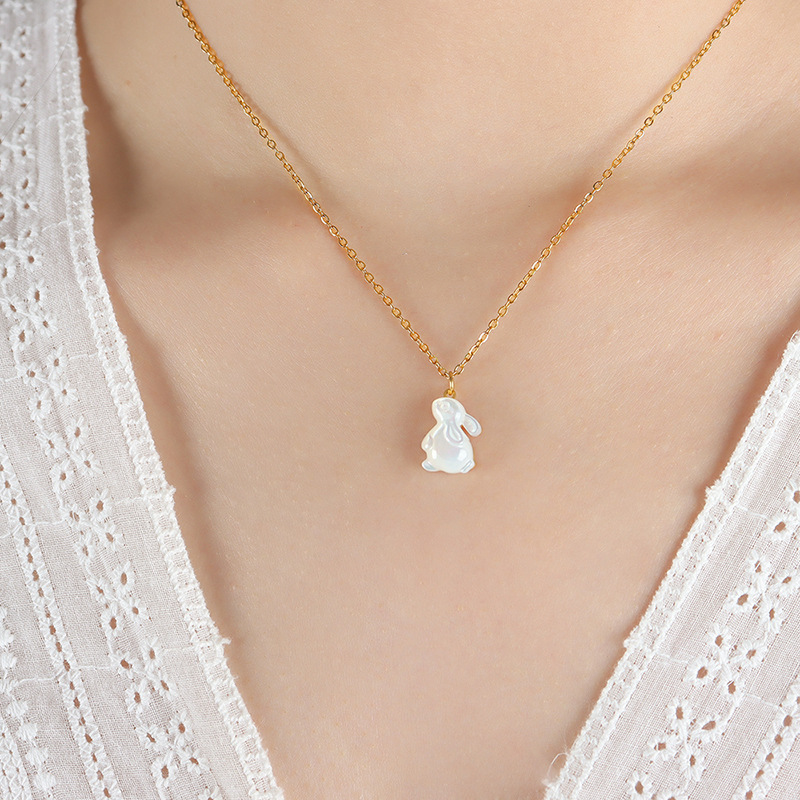 Influencer Style Cute Little Rabbit Pendant Necklace Fashionable Elegant Versatile Fairy Jewelry - Image 5