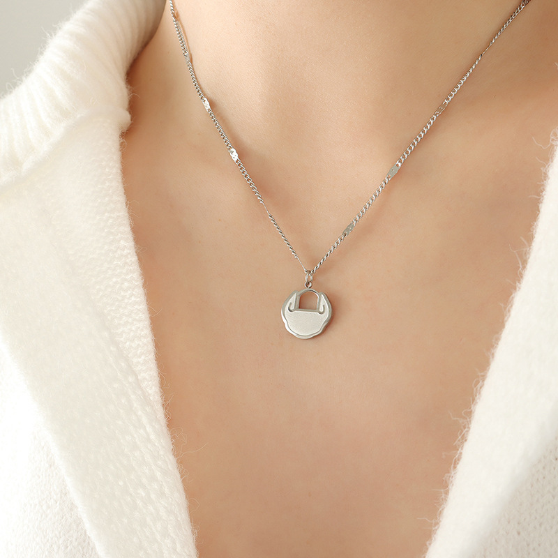 Chinese Style National Trend Lucky Lock Necklace Hammered Chain Titanium Steel Jewelry for Choker - Image 4