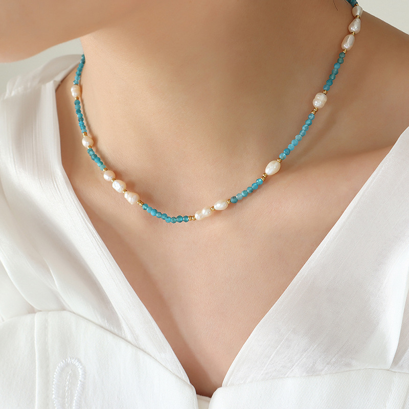 Bohemian Trendy Fashion Commuter Color Stone Pearl Necklace Retro Style Jewelry - Image 4