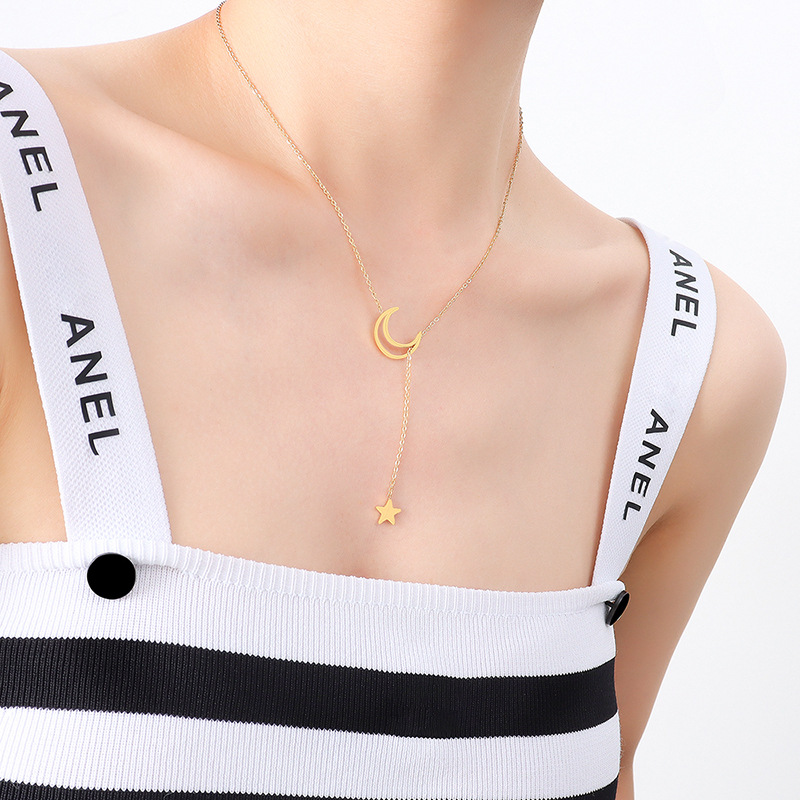 2021 Hot Sale Star Moon Necklace Y2K Choker Necklace for Girls Gift Titanium Steel 18K PVD Gold Plated Jewelry - Image 2