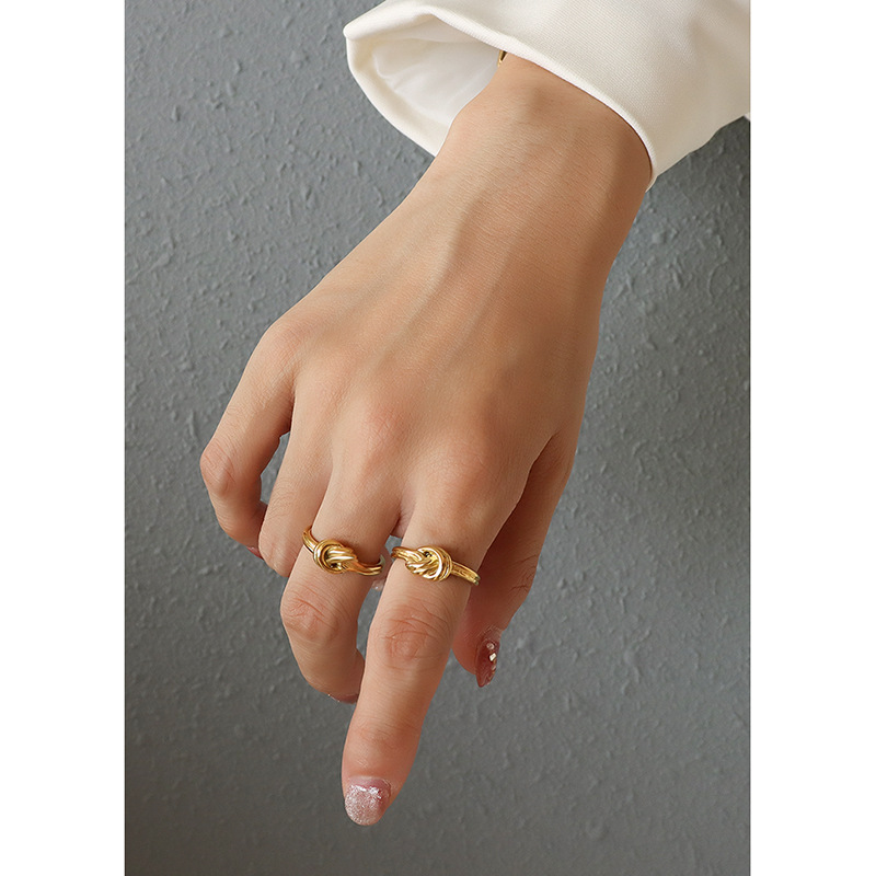 Italian Trendy Designer Knot Cast Ring Versatile Fashion Titanium Steel 18K PVD Gold Plated Finger Ring - Image 5