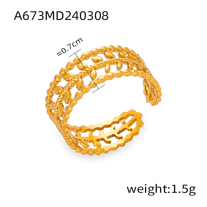 New Trendy Bold Minimalist Design Titanium Steel 18K PVD Gold Plated Open Ring Wholesale for Women - Image 7