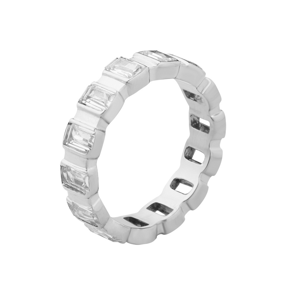 Hot Selling TikTok Trend Personalized Full CZ Zircon Inlaid Ring with Titanium Steel Gold Plated Finger Ring for Women - Image 5