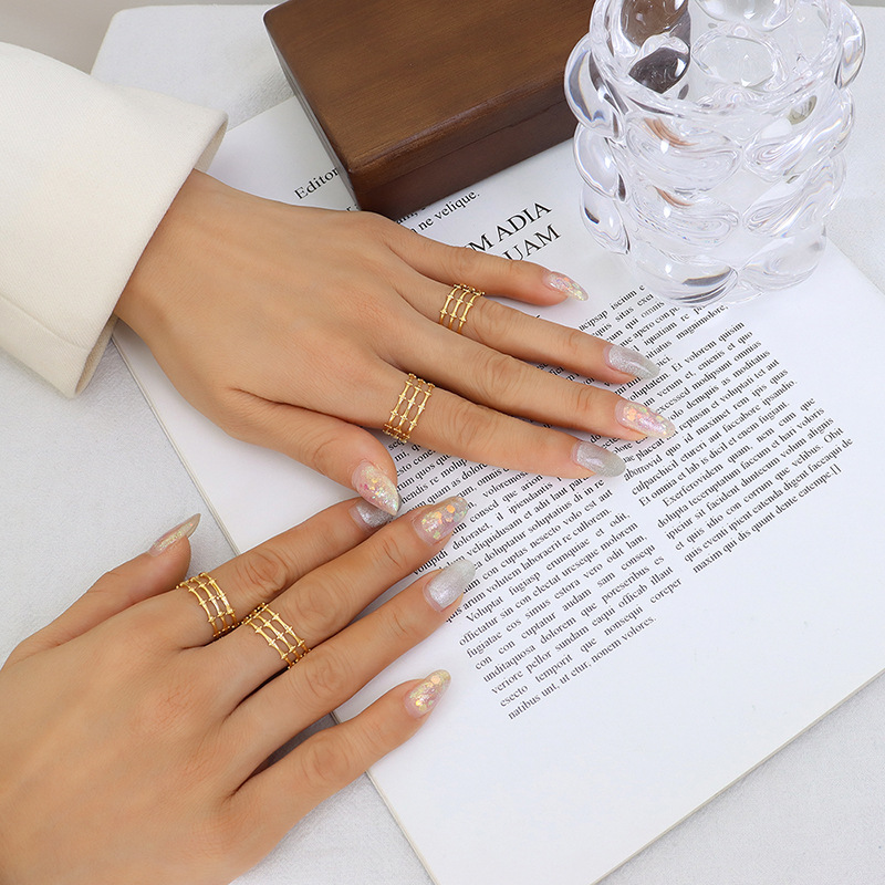 Hot Selling Open Titanium Steel Gold Plated Geometric Style Mixed Fashion Trendy Rings for Hiphop Lovers - Image 10