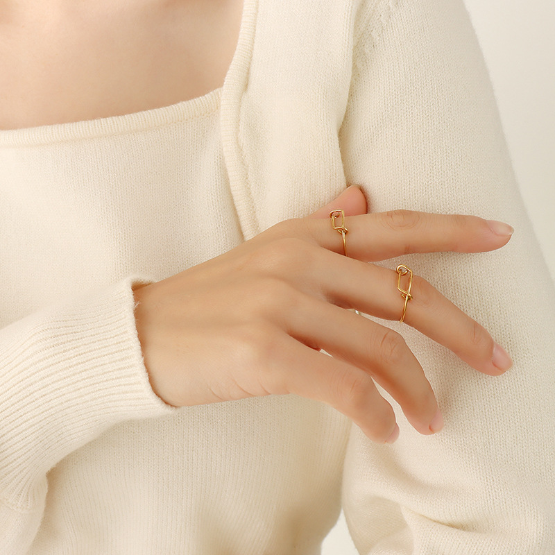 Ins Style Fashionable Versatile Irregular High-End Knotted Circle Ring with Titanium Steel 18K PVD Gold Plated for Women - Image 6