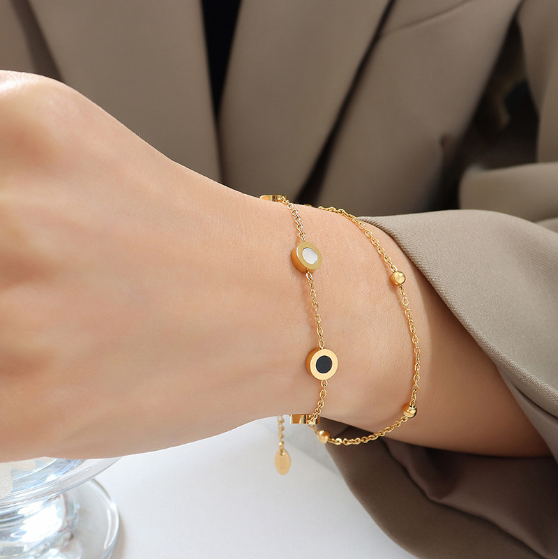 Roman Minimalist Design Bracelet for Women 18K PVD Gold Plated Titanium Steel - Image 5