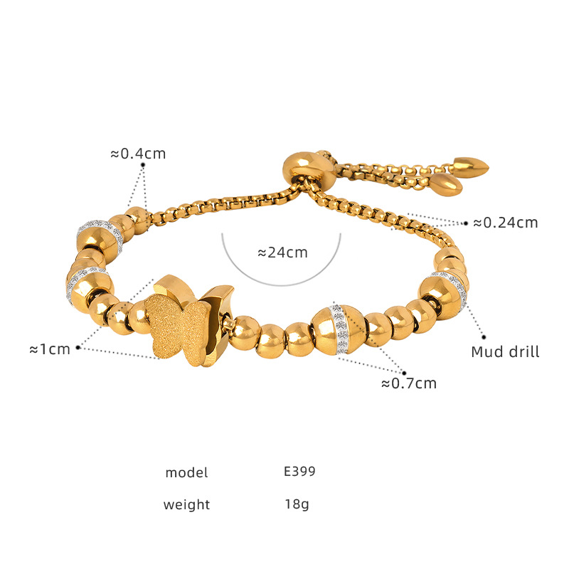Trendy Zircon Inlaid Beaded Bracelet 18K PVD Gold Plated Titanium Steel Luxe Fashion Jewelry - Image 8