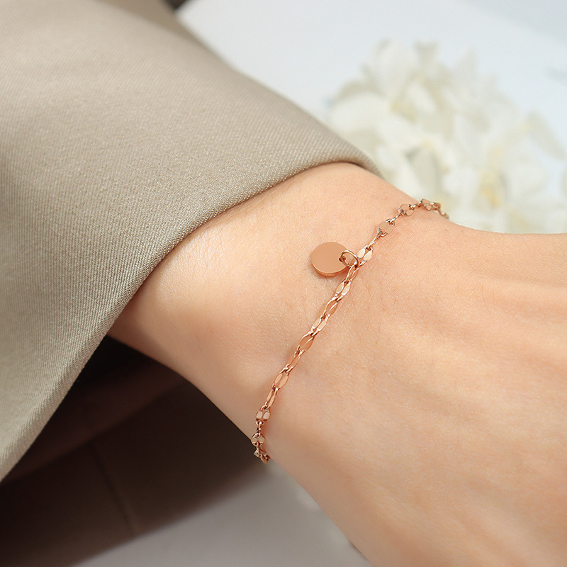 Minimalist Luxe Circle Disc Bracelet 18K PVD Gold Plated Titanium Steel Jewelry for Women - Image 5
