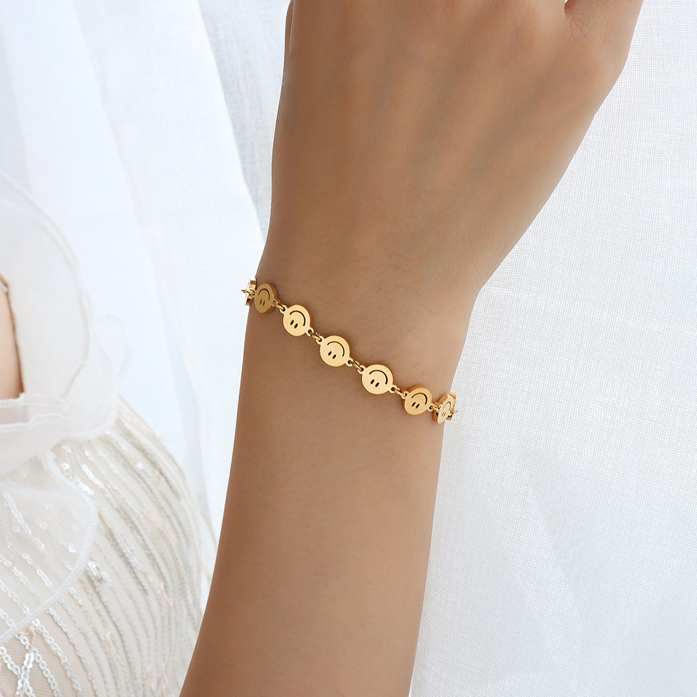 Korean Style Simple Smiling Face Bracelet Titanium Steel Jewelry for Women Minimalist - Image 5