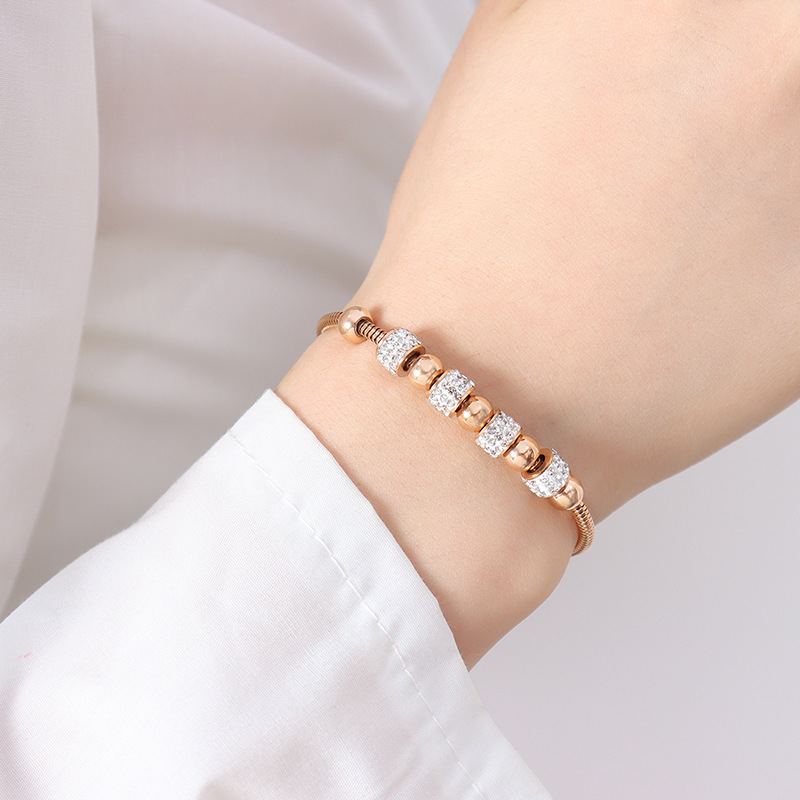 Trendy Fall/Winter Full Zircon Bead Pull-Back Bracelet for Men and Women 18K PVD Gold Plated Jewelry - Image 7