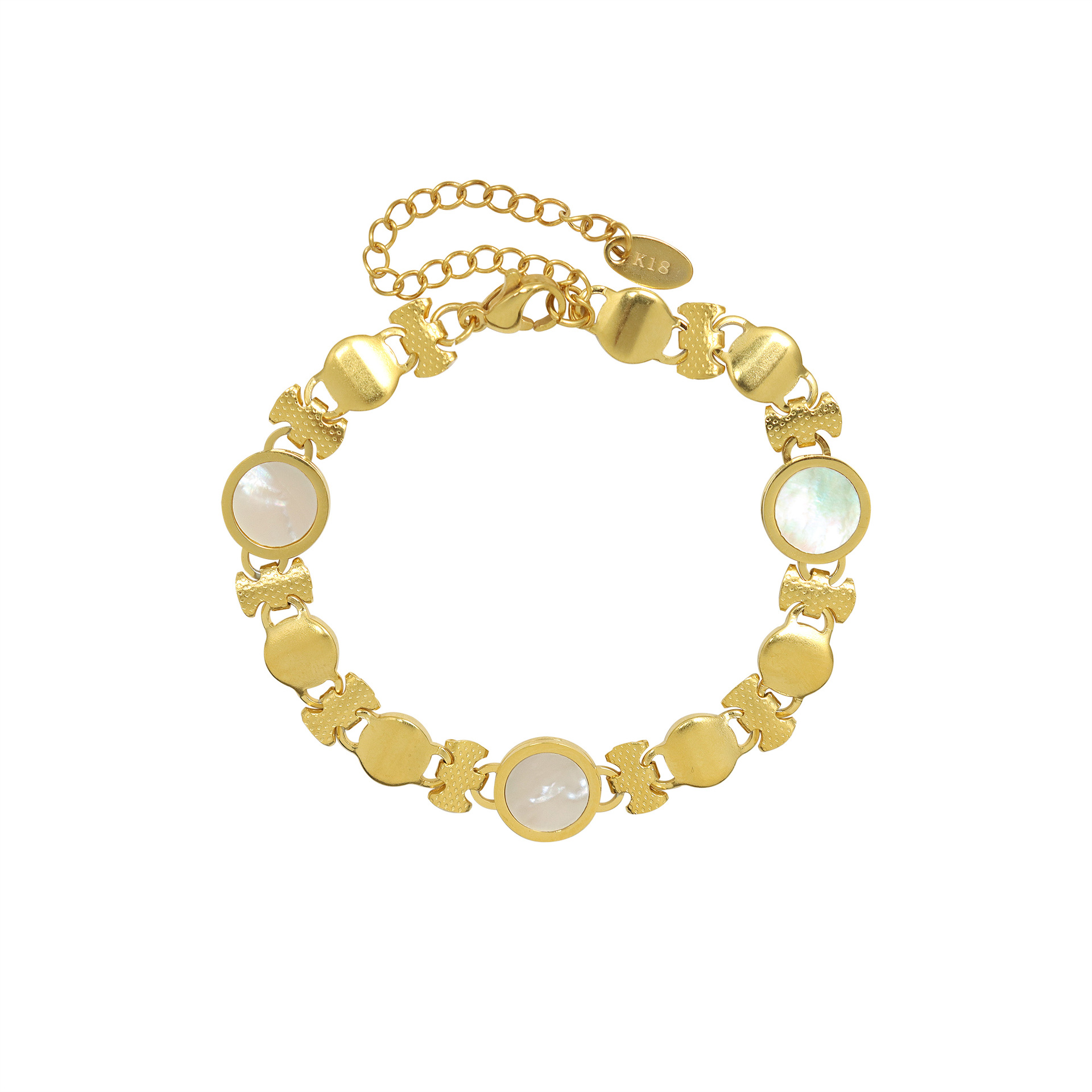 European INS Style Chunky Geometric White Shell Heart Bracelet 18K Gold Plated Titanium Steel Jewelry for Women - Image 8