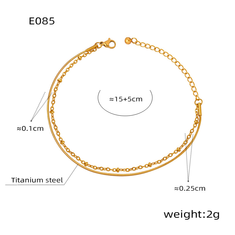 Simple Ins Style Design Titanium Steel 18K PVD Gold Plated Lobster Clasp Double Layer Bracelet Wholesale - Image 7