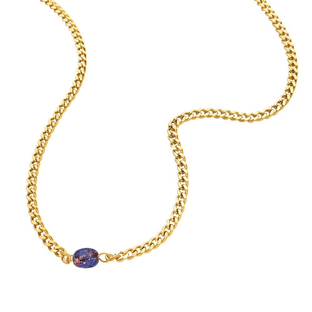 European Trendy Beaded Design Freshwater Pearl Natural Stones 18K PVD Gold Plated Necklace for Women