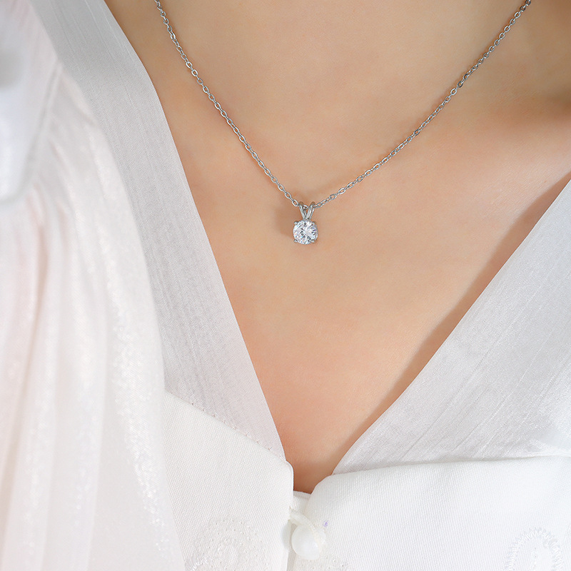 Korean Ins Style Cold Minimalist Single Zircon Claw Set Pendant Necklace 18K PVD Gold Plated Titanium Steel Choker for Women - Image 6