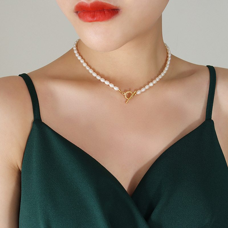 French Non-Fading Vintage Ins Style OT Clasp Baroque Freshwater Pearl Necklace Bracelet Set 18K PVD Gold Plated Jewelry - Image 6
