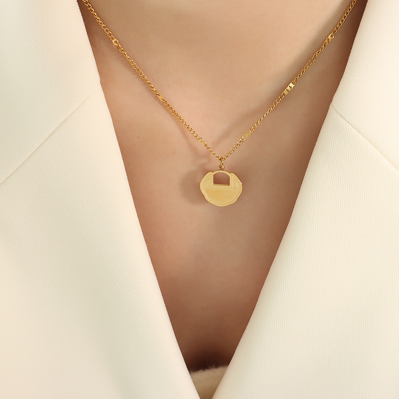 Chinese Style National Trend Lucky Lock Necklace Hammered Chain Titanium Steel Jewelry for Choker - Image 3