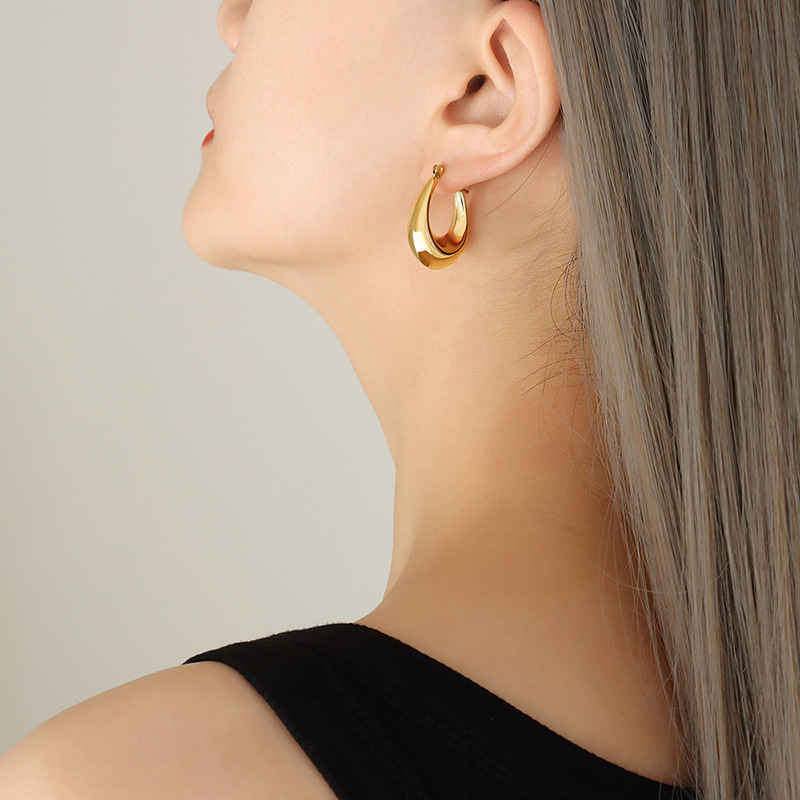 New U-shaped earrings titanium steel 18k PVD gold plated cross-border hot-selling European fashion jewelry - Image 2