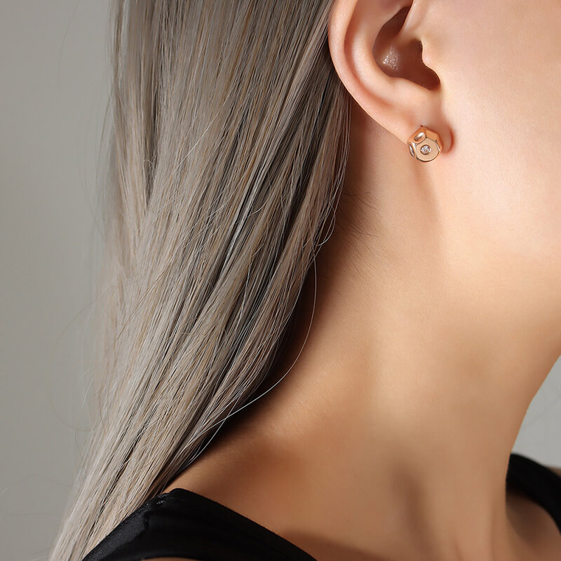 European Magazine Style Irregular Round Zircon Earrings 18K Gold PVD Plated Stainless Steel INS Minimalist Design - Image 2