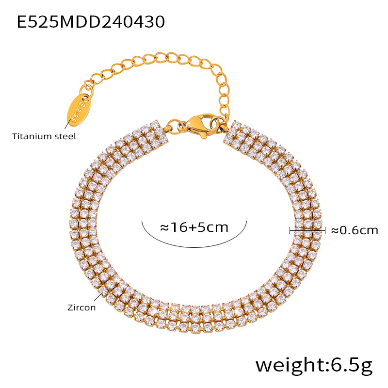 Elegant Luxe Colorful Zircon Full Inlaid Bracelet 18K PVD Gold Plated Titanium Steel Jewelry - Image 8
