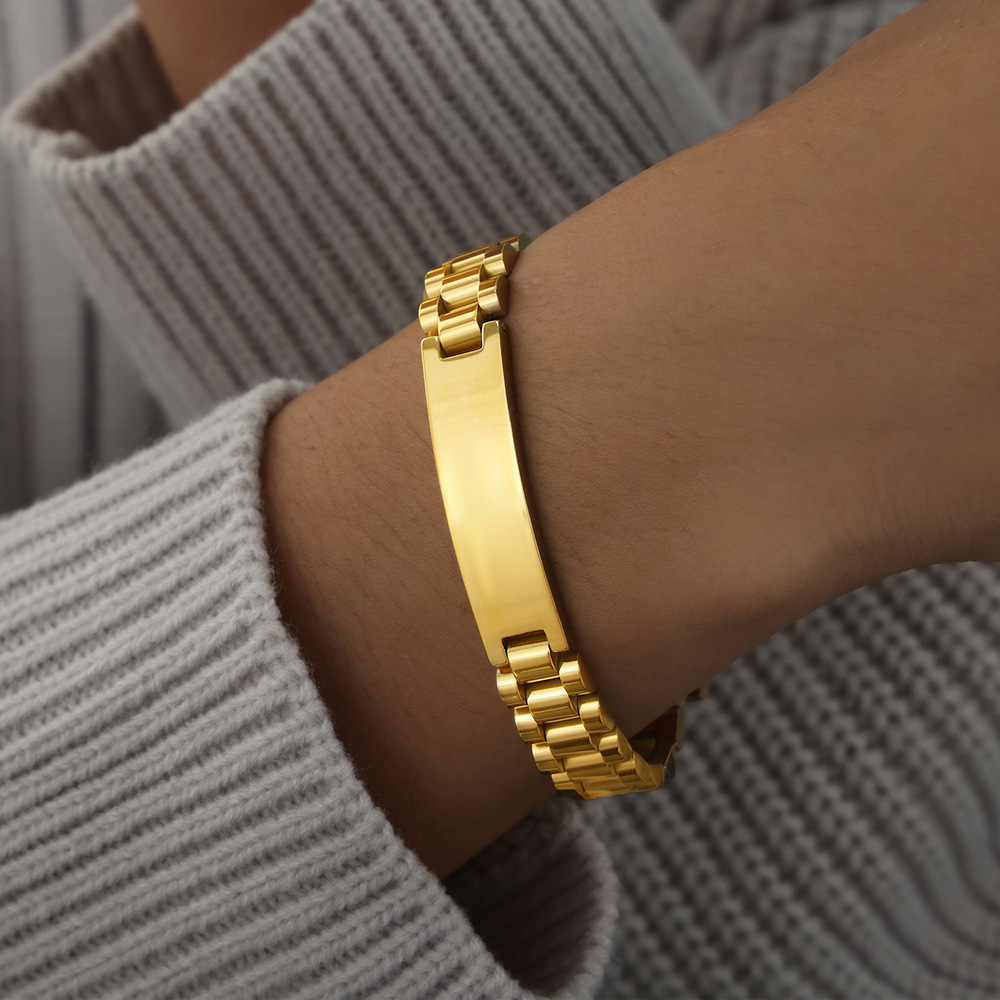 Fashionable Minimalist Geometric 18K PVD Gold Plated Titanium Steel Bracelet Luxe Jewelry for Women - Image 7