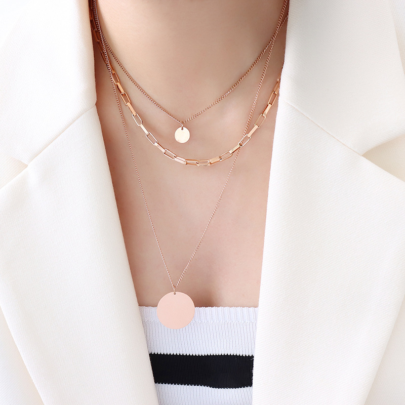 Triple Layered Choker Necklace 18K PVD Gold Plated Neck Chain European Ins Trendy Jewelry - Image 6