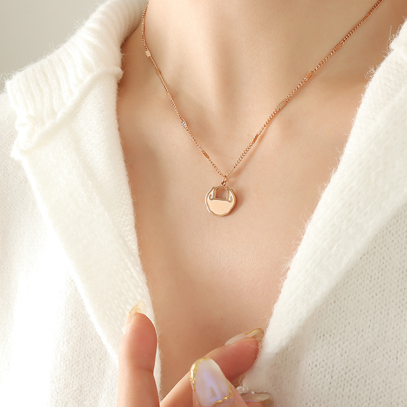 Chinese Style National Trend Lucky Lock Necklace Hammered Chain Titanium Steel Jewelry for Choker - Image 2