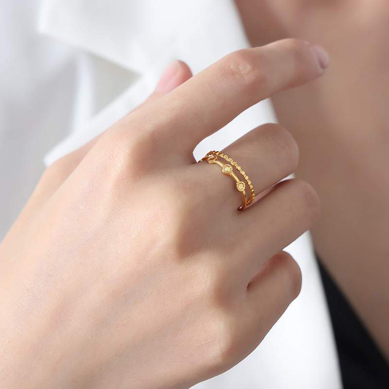 European High-End Titanium Steel Gold Plated Freshwater Pearl Ring Jewelry for Women Luxury Accessory - Image 7