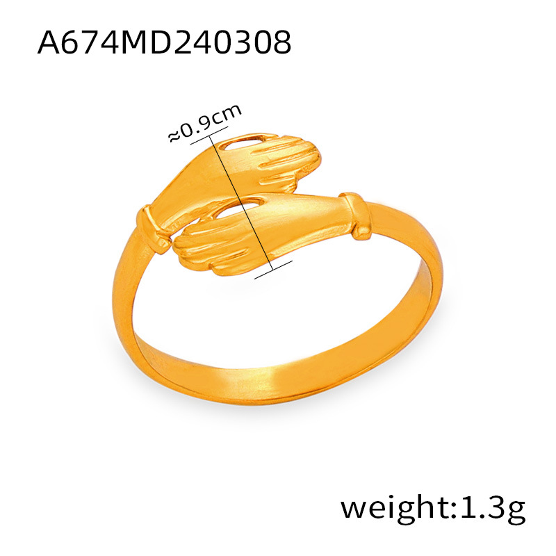 New Trendy Bold Minimalist Design Titanium Steel 18K PVD Gold Plated Open Ring Wholesale for Women - Image 8