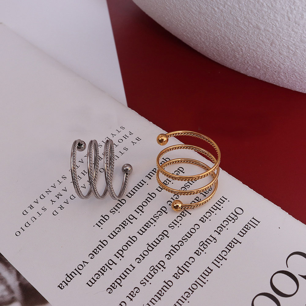 French Small Design Double Layer Spring Twisted Ring Versatile Finger Ring with Titanium Steel 18K PVD Gold Plating - Image 2