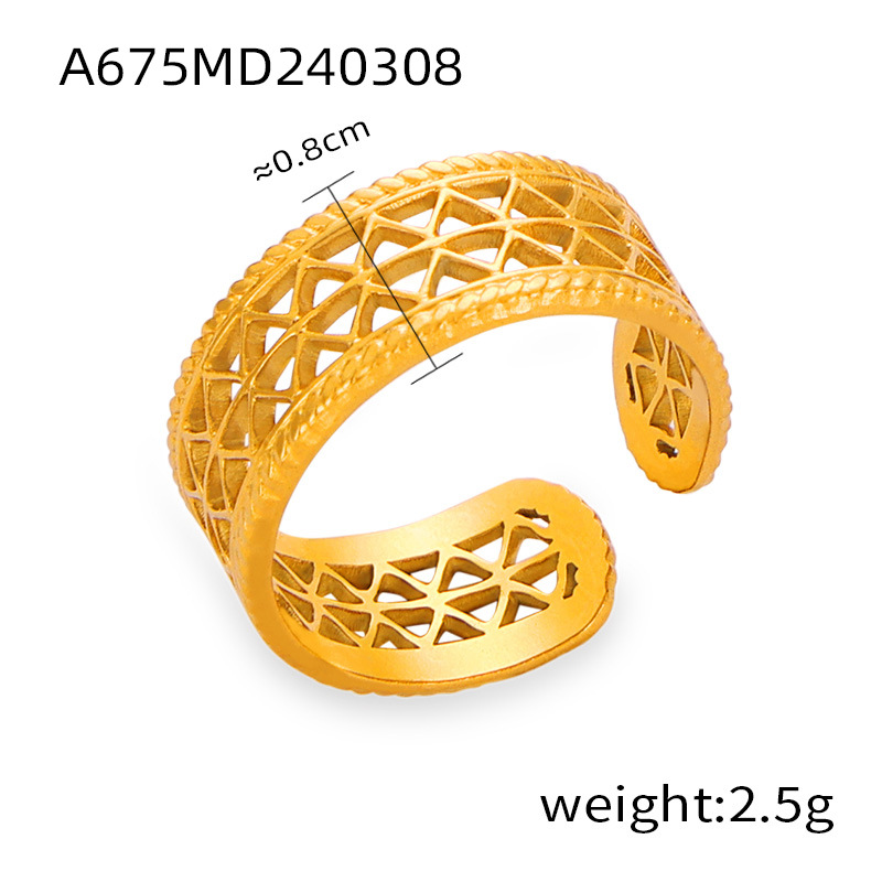 New Trendy Bold Minimalist Design Titanium Steel 18K PVD Gold Plated Open Ring Wholesale for Women - Image 9