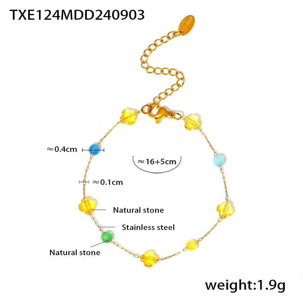 European Ins Style Multicolor Natural Stone Choker Necklace Bracelet Set Stainless Steel Handmade Dopamine Jewelry for Women - Image 8