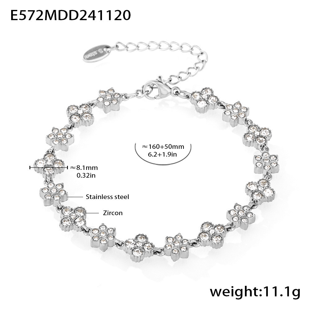 European Ins Style Stainless Steel Handmade Zircon Flower Bracelet Luxury Commuting 18K PVD Gold Plated In Stock - Image 6