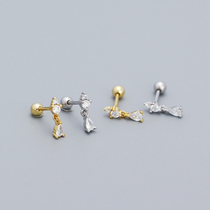 Super Sparkling Zircon Pendant Ear Clips 925 Silver Ear Studs Diamond Zircon Layered Ear Cuffs for Women - Image 2