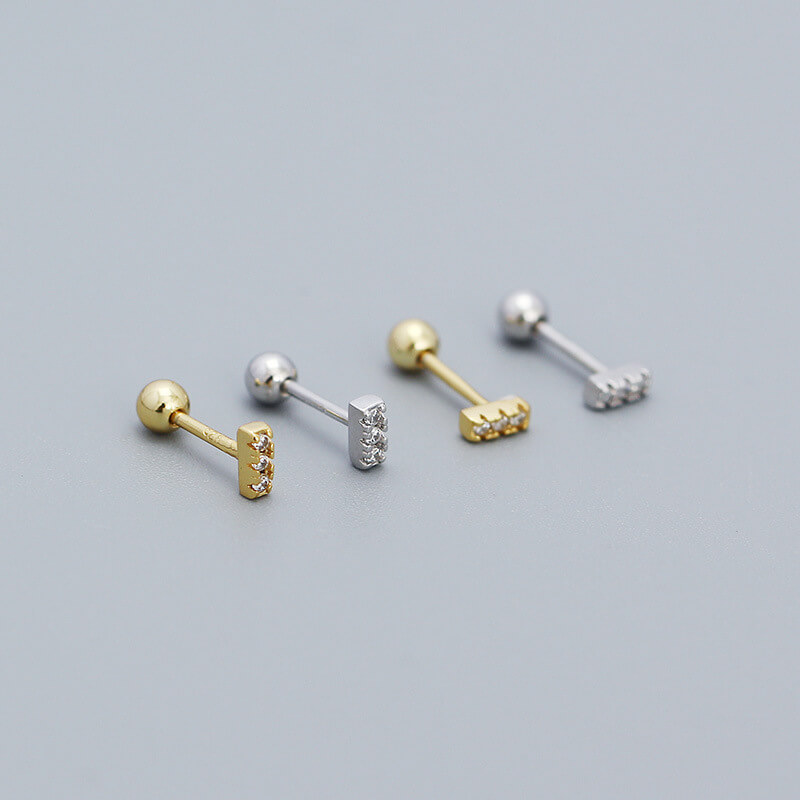 Unique Design High-End Diamond Petite Ear Studs Women 925 Silver Zircon Ear Clips Sparkling Earrings for Women - Image 2