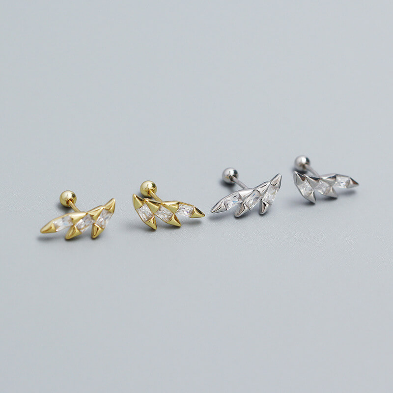 Elegant Piercing Ear Studs S925 Silver INS Cone Wing Threaded Ear Cuffs Unique Versatile Earrings - Image 2